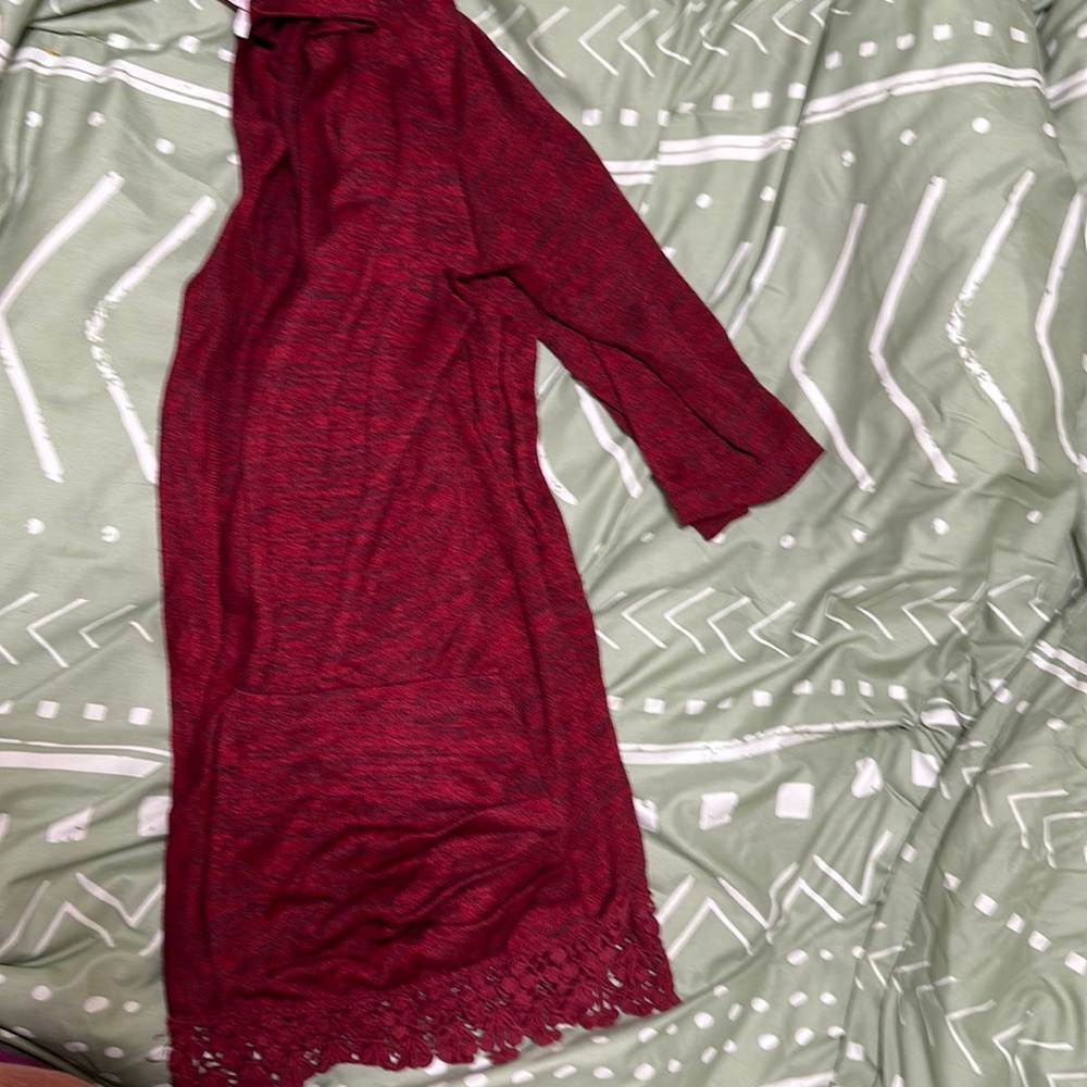 Red 3/4 sleeve Cardigan